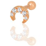 Gümüş rose zirkon taşlı hilal modeli Tragus helix Piercing küpe