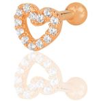 Gümüş rose zirkon taşlı kalp modeli Tragus helix Piercing küpe