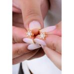 Gümüş Rose Zirkon Taşlı Kar Kristali Küpe Sgtl12998rose