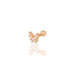 Gümüş rose zirkon taşlı kelebek modeli Tragus helix Piercing küpe
