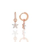 Gümüş rose zirkon taşlı lotus çiçeği küpe [barcode]