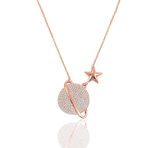 Gumus Rose Zirkon Tasli Saturn Gezegen Kolye Sgtl12512beyaz