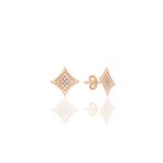 Gümüş Rose Zirkon Taşlı Şık Kare Kadın Küpe Sgtl12661rose