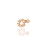 Gümüş rose zirkon taşlı simit modeli Tragus helix Piercing küpe