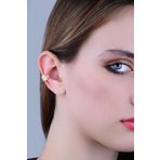 Gümüş rose zirkon taşlı yaprak modeli sıkıştırmalı kıkırdak küpe ear cuff