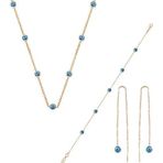 Gümüş rose,cam göz nazar kolye küpe ve bileklik gümüş set [barcode]