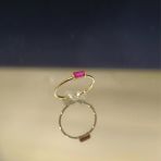 Gümüş Ruby (Yakut) Baget Tek Taş Yüzük-Minimal Eklem Yüzügü