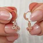 Gümüş Sallantılı Rose Kelebek Kadın Küpe SL8097