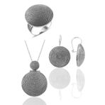 Gümüş salyangoz modeli yuvarlak telkari üçlü set SGTL11347SET