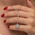 Gümüş Sıralı Zirkon Taşlı Deniz Yıldızı Kadın Kolye SL9216