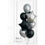 Gümüş Siyah Yıldız Balonlu Balon Demeti Set260
