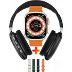 Gümüş Tekno Kulakl Üstü Bluetooth Kulaklık ve Ultra Akıllı Saat Ikili Set 4 Renk Kordon Hediyeli - Siyah