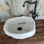 Gümüş Traverten Şekilsiz Doğal Patlatma Lavabo