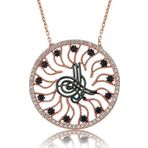 Gümüş Tuğralı Güneş Bayan Kolye SL1859