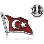 Gümüş Türk Bayrağı Rozet SL3457
