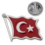 Gümüş Türk Bayrağı Rozet SL7126