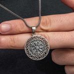 Gümüş Viking Pusula Erkek Kolye SL10789