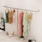 Gümüş WallMounted TShaped giyim raf endüstriyel boru konfeksiyon ekran standı ağır dolap nizer ve havlu askısı perakende ve ev kullanımı için