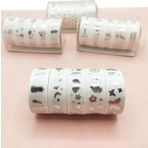 Gümüş Yaldızlı Vintage Washi Tape Bant Yapışkanlı Maskeleme Kağıdı 5 Lı - Kelebek Ananas
