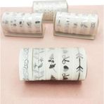 Gümüş Yaldızlı Vintage Washi Tape Bant Yapışkanlı Maskeleme Kağıdı 6 Lı - Kalp Çiçek