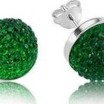 Gümüş Yeşil Kristal Çivili Küpe SL2829
