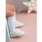 Gümüş Yıldızlı Beyaz Kız Bebek Cırt Cırtlı Patik Yürüme Öncesi-G-2352