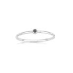 Gümüş Yüzük - 0.05 Ct Smoky Taşlı Minimal İnce Tel 925 Ayar Gümüş Yüzük - Minimal Tektaş Gümüş Yüzük