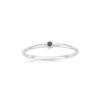Gümüş Yüzük - 0.05 Ct Smoky Taşlı Minimal İnce Tel 925 Ayar Gümüş Yüzük - Minimal Tektaş Gümüş Yüzük