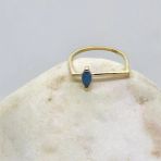 Gümüş Yüzük - 0.40 Ct Mekik Firuze Taşlı Kare Kol Tasarım Gümüş Hediyelik Kadın Tektaş Gümüş Yüzük