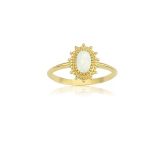Gümüş Yüzük - 0.80 Karat Vintage Güverseli Minimal Oval Opal Taşlı Tasarım 925 Ayar Gümüş Yüzük