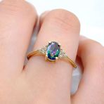 Gümüş Yüzük - 1.20Ct Mistik Topaz Selena Evlilik Teklifi 925 Ayar Gümüş Yüzük-Tria Tek Taş Yüzük