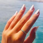 Gümüş Yüzük - Minimal Badem Firuze Sıra Taşlı 925 Ayar Gümüş Alyans