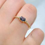 Gümüş Yüzük - Mistik Topaz Oval Kesim Yan Zirkon Taşlı Modern 925 Ayar Gümüş Kadın Tektaş Yüzük