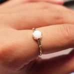 Gümüş Yüzük - Opal Taşlı Modern 925 Ayar Gümüş Tek Taş Evlilik Teklifi Yüzüğü