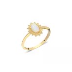 Gümüş Yüzük - Oval Opal Taşlı Yüzük-Çiçek Desenli Doğal Taşlı 925 Ayar Gümüş Evlilik Teklifi Yüzügü