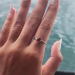 Gümüş Yüzük - Ruby Taşlı Tek Taş Evlilik Teklifi Yüzüğü-0.90 Karat Kristal Opal 925 Ayar Gümüş Yüzük