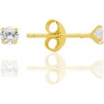 Gümüş Zirkon Taşlı, Altın Yaldızlı, Yuvarlak Kesim 3 mm Tektaş Küpe SGTL12744GOLD - Standart