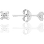 Gümüş Zirkon Taşlı, Kare (Prenses) Kesim 3 mm Tektaş Küpe SGTL12741RODAJ - Standart - Rodyum