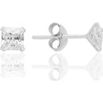 Gümüş zirkon taşlı, kare (Prenses) kesim 4 mm tektaş küpe [barcode]