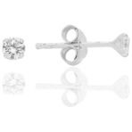 Gümüş Zirkon Taşlı, Yuvarlak Kesim 3 mm Tektaş Küpe SGTL12744RODAJ - Standart - Rodyum
