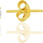 Gümüş zirkon taşlı,altın yaldızlı, yuvarlak kesim 4 mm tektaş küpe [barcode]