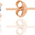 Gümüş zirkon taşlı,rose, kare (Prenses) kesim 4 mm tektaş küpe [barcode]