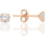Gümüş Zirkon Taşlı,rose Yuvarlak Kesim 4 mm Tektaş Küpe SGTL12745ROSE - Standart