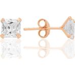 Gümüş zirkon taşlı,rose,kare (Prenses) kesim 5 mm tektaş küpe [barcode]