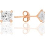 Gümüş Zirkon Taşlı,rose,kare (Prenses) Kesim 5 mm Tektaş Küpe SGTL12743ROSE - Standart