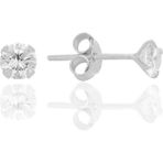Gümüş Zirkon Taşlı,yuvarlak Kesim 4 mm Tektaş Küpe SGTL12745RODAJ - Standart - Rodyum