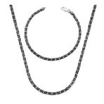 Gumush 4 mm Kral Gümüş Zincir Kolye Bileklik Set