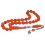 Gumush BD1320104 Gümüş Püsküllü Toz Kehribar Tesbih