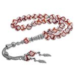 Gumush BD1320150 Doğaltaş Metal Püsküllü Çizgili Akik Taşı Gümüş Tesbih
