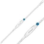 Gumush BR0460604 Mavi Boncuklu Plaka Gümüş Çocuk Bileklik